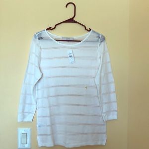 LOFT 3/4-length Sleeve White Summer Sweater